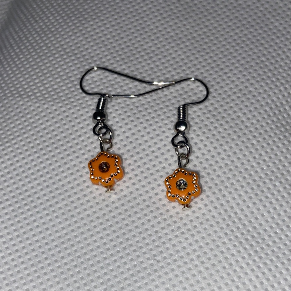 Elegant Orange Flower Earrings